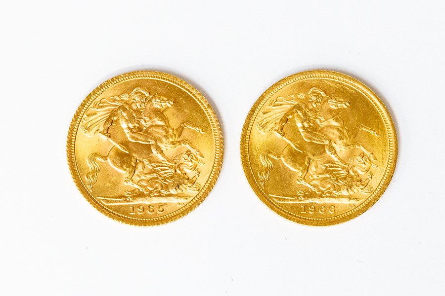 Sovereigns: An Elizabeth II sovereign 1965 and an Elizabeth II sovereign 1966 (2) - Image 2 of 2