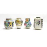 Four Poole Pottery vases with traditional floral design, number 956, 960, 443 and one further, all