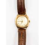 A 1950's Helvetia 9ct gold gents watch, circular champagne dial approx. 25mm, with gold tone