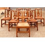 Set of seven oak George III dinning chairs, one carver
