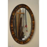 Leather vintage suitcase, two early 20th Century wall mirrors and Victorian print