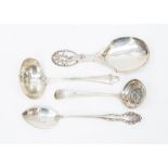 A collection of four silver strainer spoons, various dates, approx 114gms