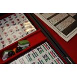 Mahjong set, unused, in vinyl case, with instructions