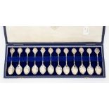 A cased set of twelve zodiac spoons, London, 1971, John Pinches