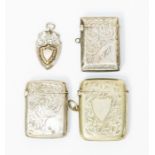 Two silver vesta cases; an EPNS vesta; and a silver fob medallion (4)