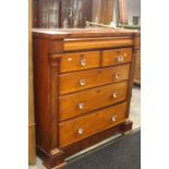 Late Victorian mahogany chest of drawers, two over three with drawer in frieze, glass handles