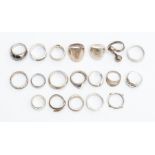 A collection of nineteen silver rings various designs, stamped 925,  combined total gross weight