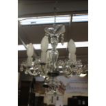 A five-branch crystal chandelier