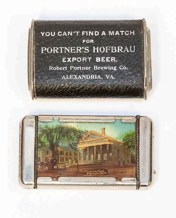 American Interest: An early American 20th Century metal and celluloid advertising vesta case