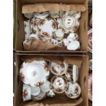 Collection of Royal Albert Old Country Rose tea and dinner services including planters