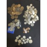 UK and World Coins, includes an amount of Silver and half silver coins