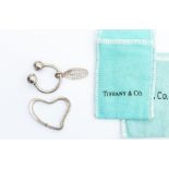 Tiffany & Co- Two silver Tiffany and Co key rings, to include and Elsa Peretti double heart