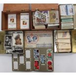 A collection of assorted cigarette cards, including silk examples, showing places, John Players,