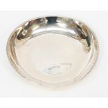 A silver off round bowl with inverted lined decoration to each end, diameter approx. 238mm x 250mm x