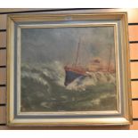 T..Grimshaw (British, 20th Century), shipping in rough seas, signed and dated 1995 l.r., oil, 43