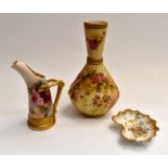 A Royal Worcester blush ivory hand painted vase, gilt rim, early 20th Century, number 1452, a