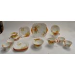 A Shelley Art Deco 1930's part tea set, W12299 comprising of six cups, six saucers, six side plates,