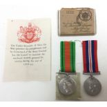 WW2 British Army medal group comprising of War Medal 1939-45 and Defence Medal, complete with