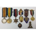 WW1 British War Medal and Victory Medal to 205098 Pte A Rowley, Labour Corps. Complete with original