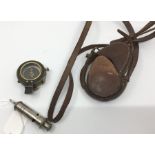 WW1 British Compass maker marked and dated "F-L No 87620 1917" complete with leather pouch and sling