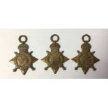WW1 British 1914-15 Stars, three in total, two of which may possibly be to brothers, all without