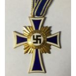 WW2 Third Reich Ehrenkreuz der Deutschen Mutter. Mothers Cross in Gold. Complete with full length