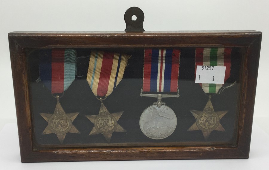 WW2 British Medal group consisting of 1939-45 Star, Africa Star, Italy Star and War Medal. All