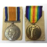 WW1 British War Medal and Victory Medal to 54254 1AM FA Jones, RAF. Complete with original sewn on