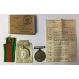 WW2 British Defence Medal in box of issue complete with ribbon and slip. Box named to Mr M De