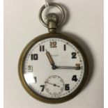 WW2 British General Service Trade Pattern pocket watch by Damas. White dial with Arabic numerals