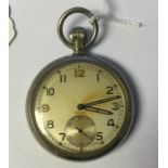 WW2 British General Service Trade Pattern Pocket Watch by Doxa. Arabic numerals with separate