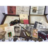 A good selection of mixed WW1 and WW2 items to include Defence Medal, Red Cross Medal, Sweetheart