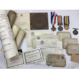 WW1 British Death Plaque and Scroll, 1914-15 Star, British War Medal and Victory Medal to 1908 Pte