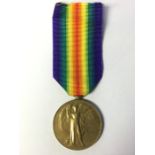WW1 British Victory Medal to 46915 Bmbr. WB Shufflebotham, RA. With replacement ribbon.