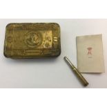 WW1 British Princess Mary's Gift Tin. Good hinge and no splits to seams. Complete with Greetings