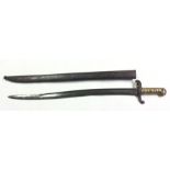 French Army 1842 pattern sword bayonet. 57cm long fullered single edged blade. Maker marked and