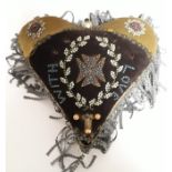 Boer War Sweetheart Pin Cushion decorated with beads and a representation of a KRRC cap badge and