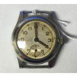 WW2 British Army Time Piece Wristwatch. Arabic numerals, separate seconds dial. Face marked "Swiss