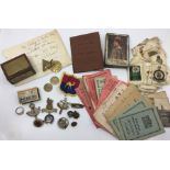 WW1 /WW2 mixed item to include: WW1 AB64 to 16693 Pte Wilfred Woodward: WW1 On War Service badge and