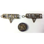 WW1 British brass shoulder titles for the City of London National Guard Volunteers. Both maker