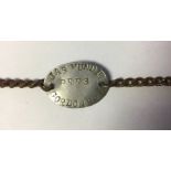 WW1 British Trench Art Identity Bracelet made from alluminium and die stamped "Jas Mundie, Pres,