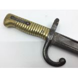 French 1866 Pattern Chassepot Bayonet with fullered single edged blade 57cm in length. Dated to