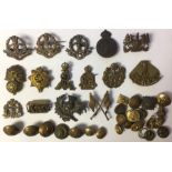 WW1 / WW2 British cap badges to include: Middlesex Regt Officers bronze x 3 (one lug missing to