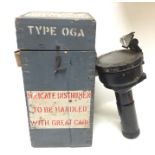 WW2 British RAF Sighting Compass Type O6A. In transit case with 1944 inspection stamp. Lid a/f.