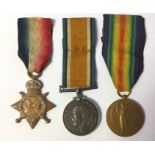 WW1 British 1914-15 Star, War Medal and Victory Medal to 200143 Sjt EC Bayley, North Staffordshire