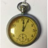 WW2 British RAF Observers Pocket Watch marked to reverse with Broad Arrow 6/E50. White dial with