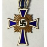 WW2 Third Reich Ehrenkreuz der Deutschen Mutter. Mothers Cross in Bronze. Complete with full