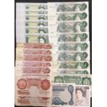 UK Banknotes with a collection of World Banknotes. Uk includes L.K O’Brien £5 J90 828526, Gill £10