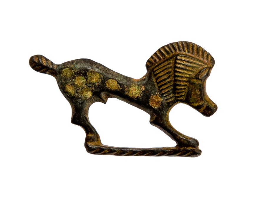 Roman Enamel Boar Brooch, A copper-alloy and enamel zoomorphic plate brooch dating c. AD 100-200.