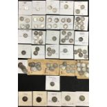 UK Threepence and Sixpence Coins. Threepence coins include 1846, 1868, 1874, 1887, 1889 x 2, 1891